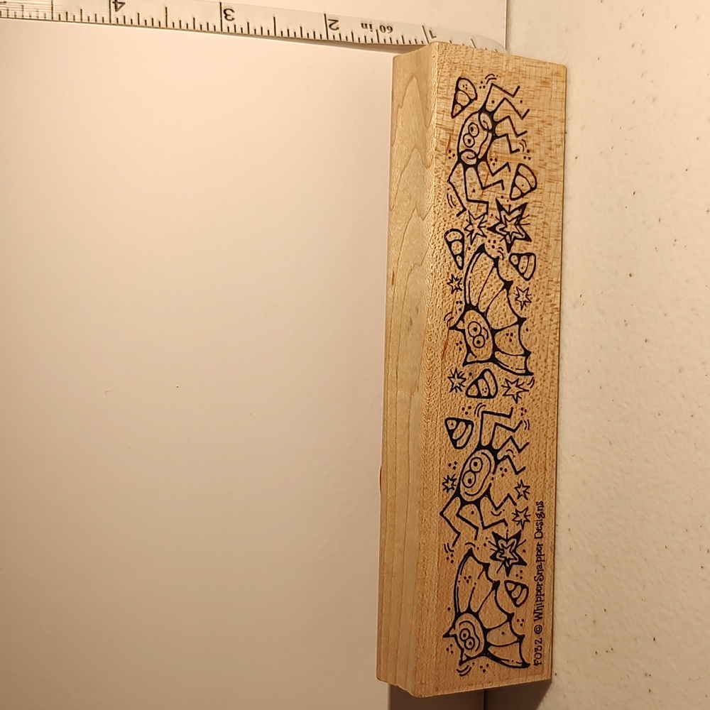 Halloween Dancing Bats & Spiders Wood Mounted Rubber Stamp Candy Corn Stars